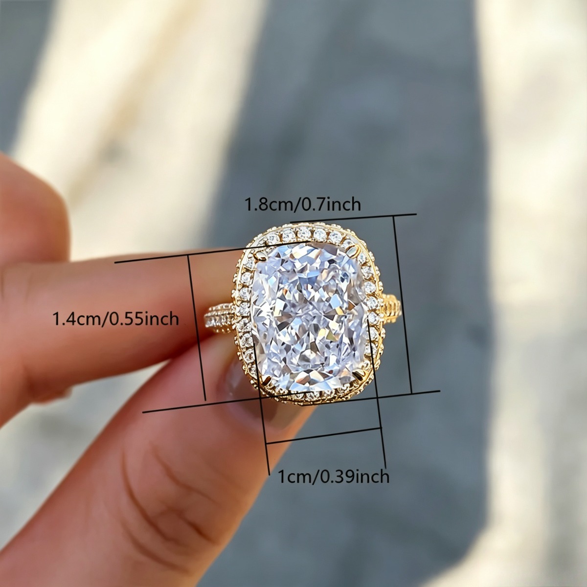 Men's Exquisite Modern Cushion-Shaped Halo Synthetic Zircon Ring